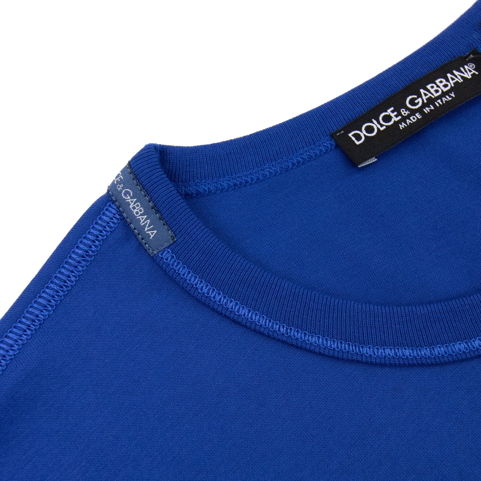 Dolce & Gabbana Cotton T-shirt With Dg Embroidery Elec Blue