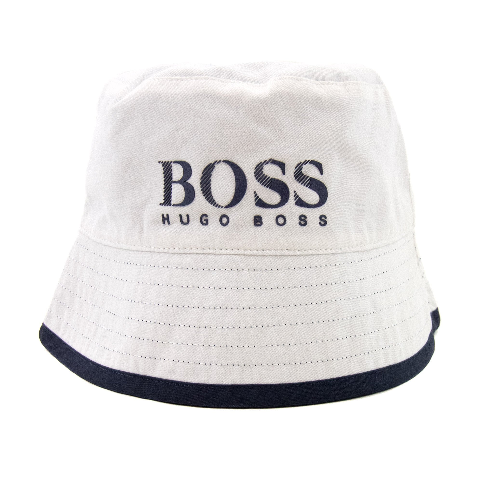 Hugo Boss Kids Logo Reversible Bucket Hat White/navy