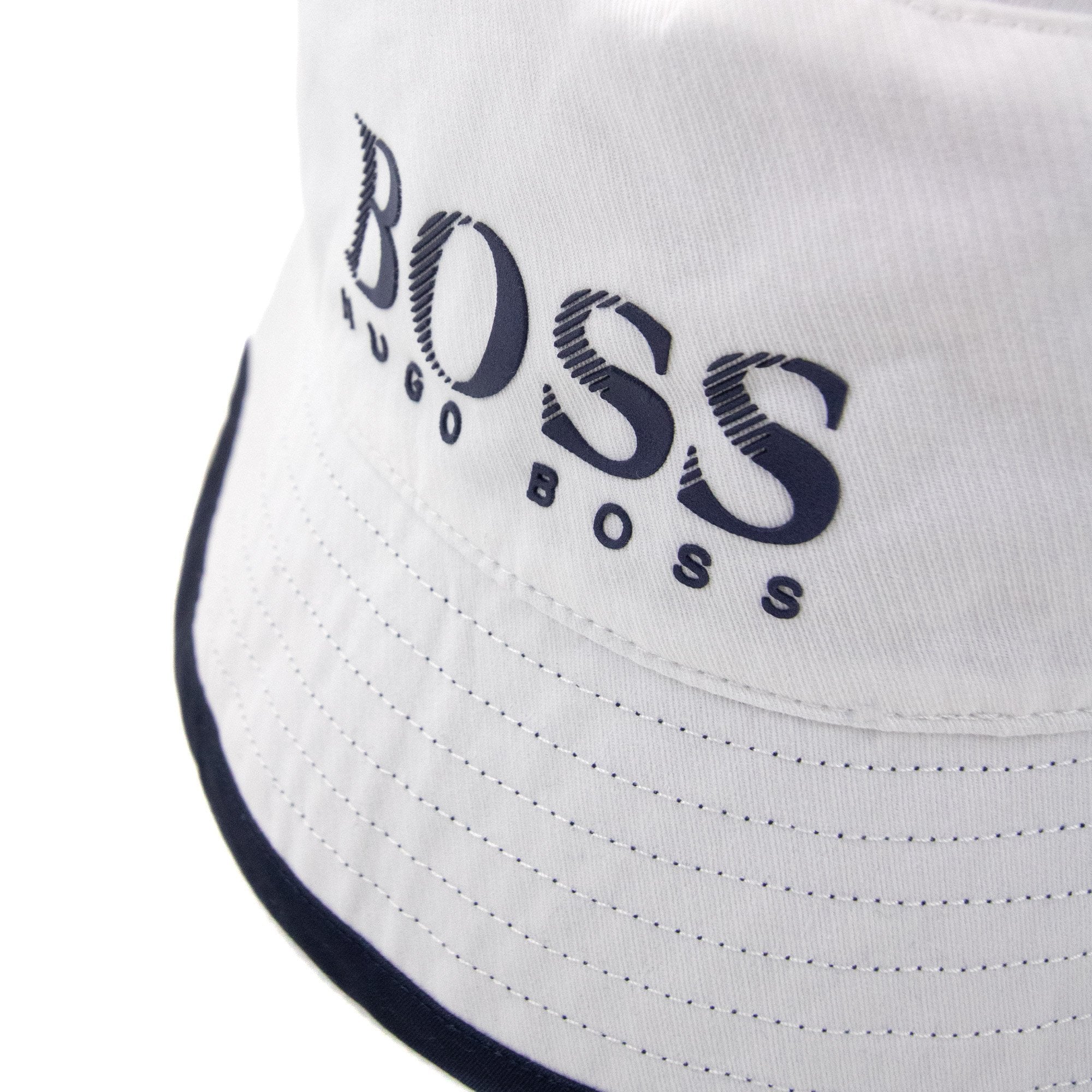 Hugo Boss Kids Logo Reversible Bucket Hat White/navy