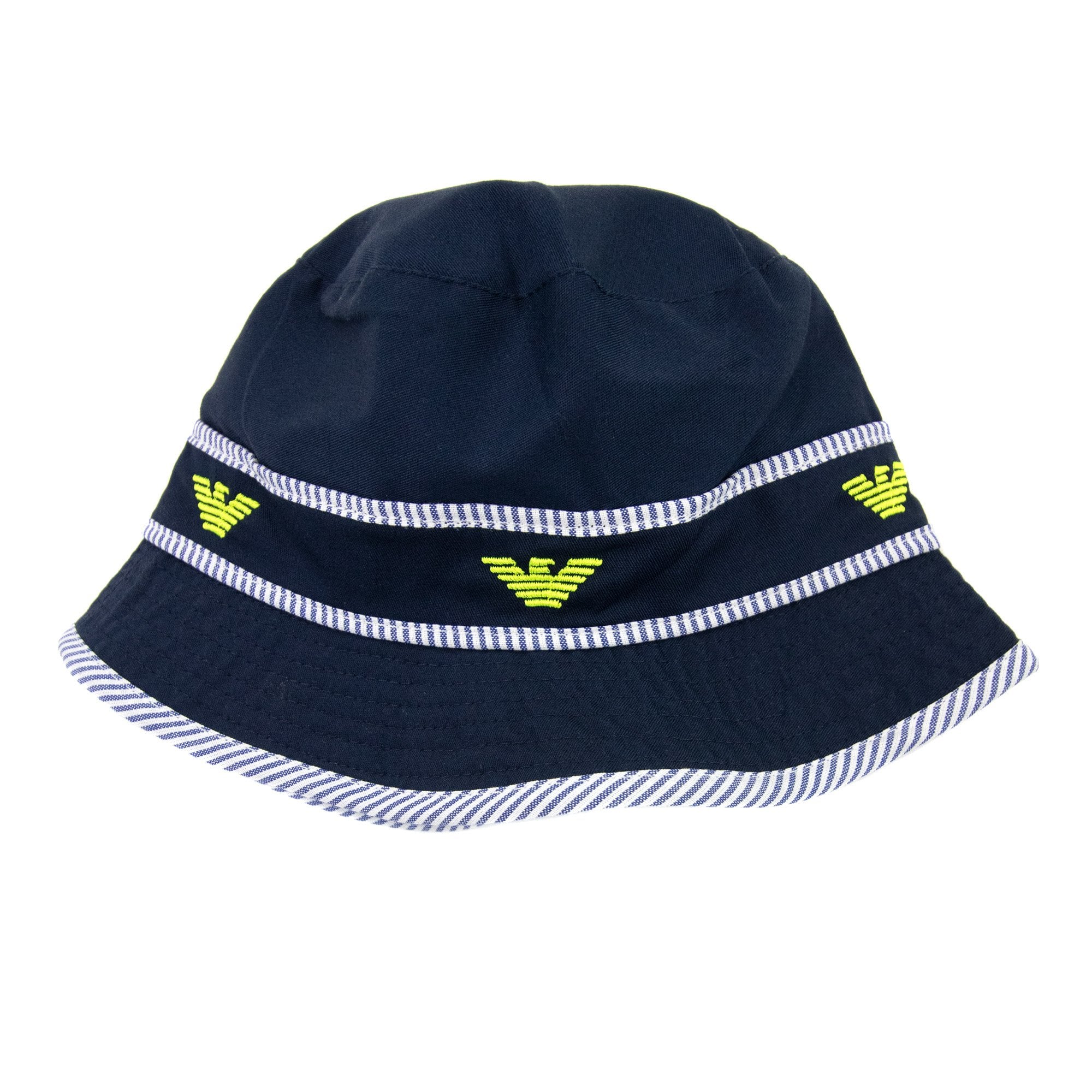 Armani Junior Eagle Logo Bucket Hat Navy Blue