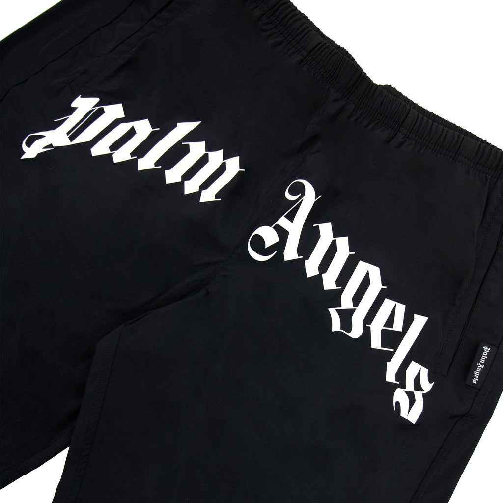 Palm Angels Curved Logo Swim Shorts Black