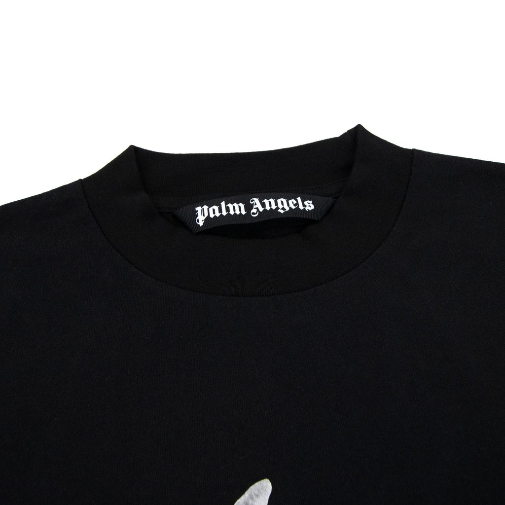 Palm Angels White Shark Printed Logo T Shirt Black