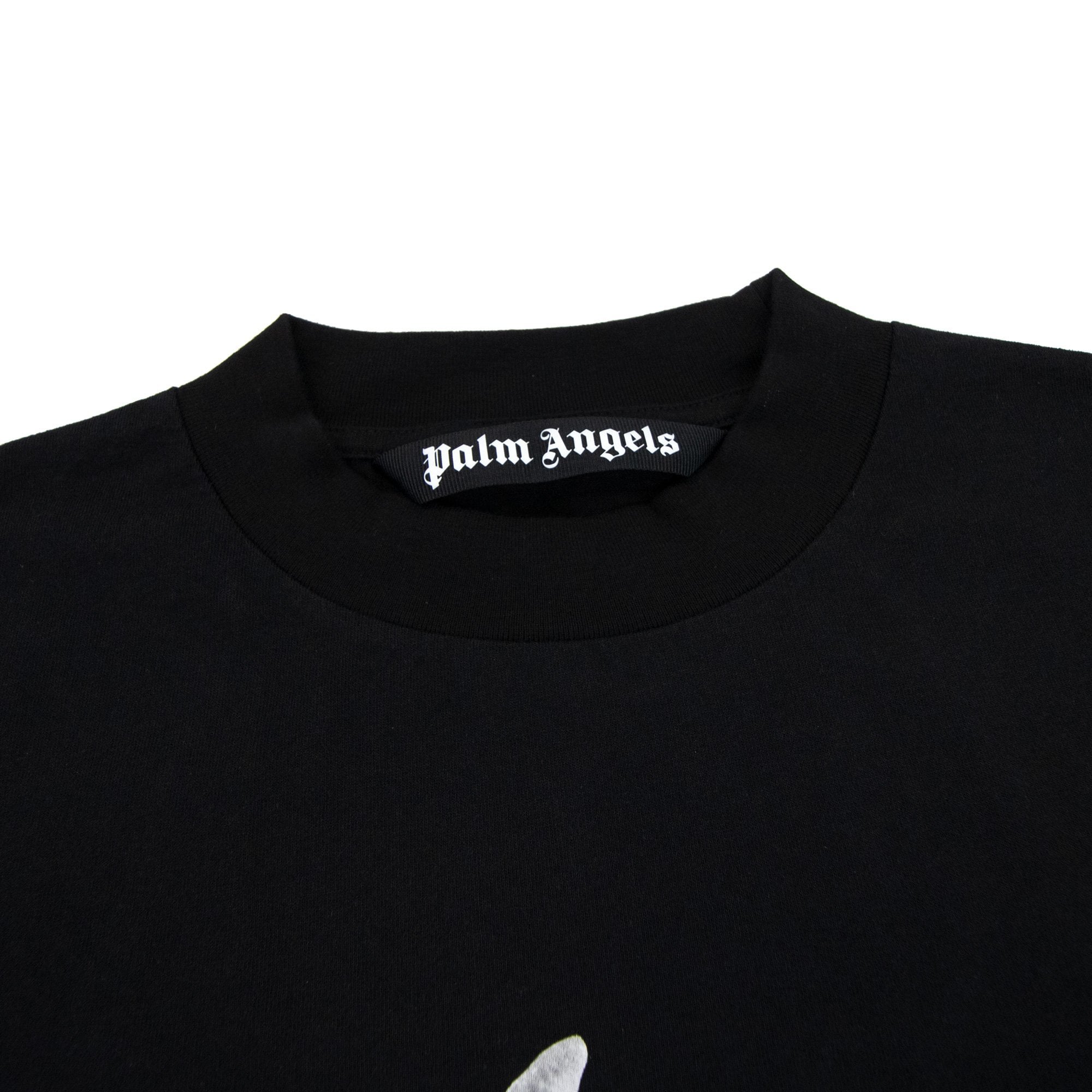 Palm Angels White Shark Printed Logo T Shirt Black