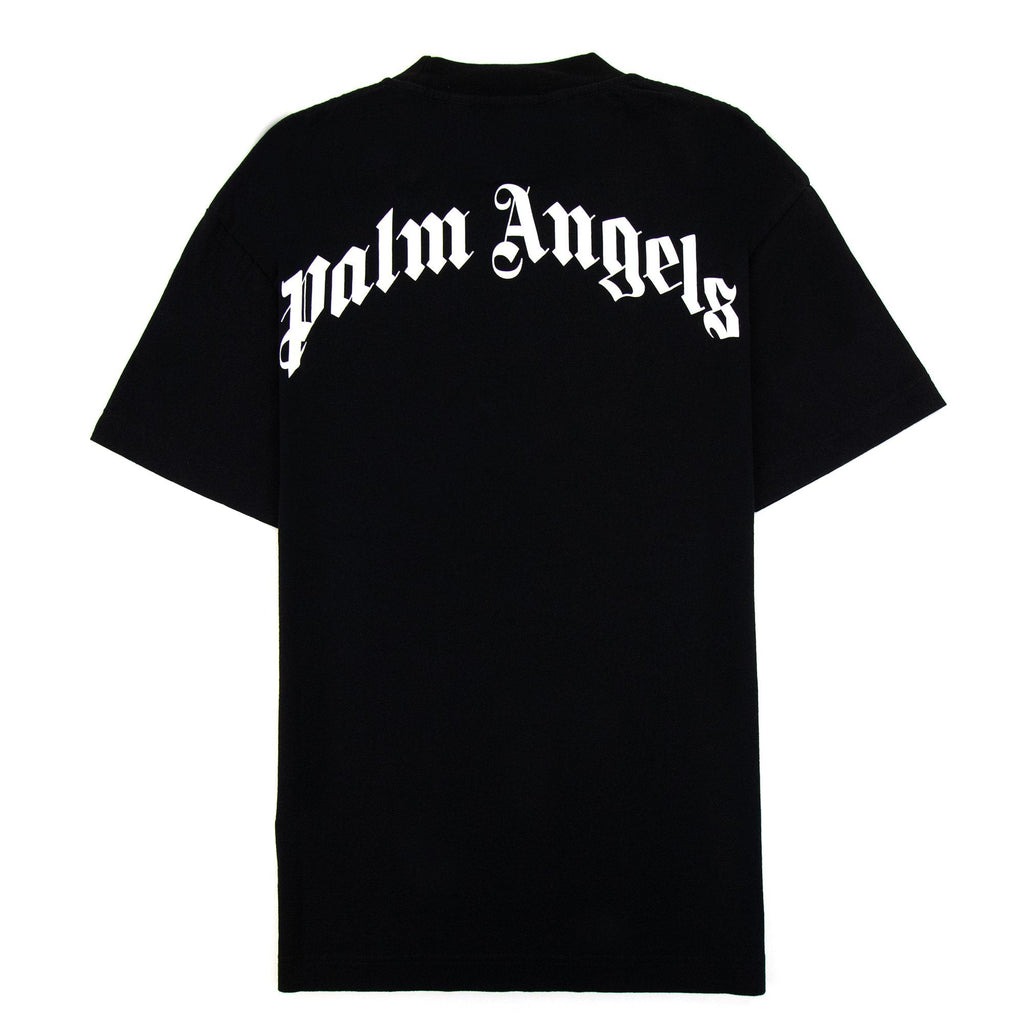 Palm Angels White Shark Printed Logo T Shirt Black