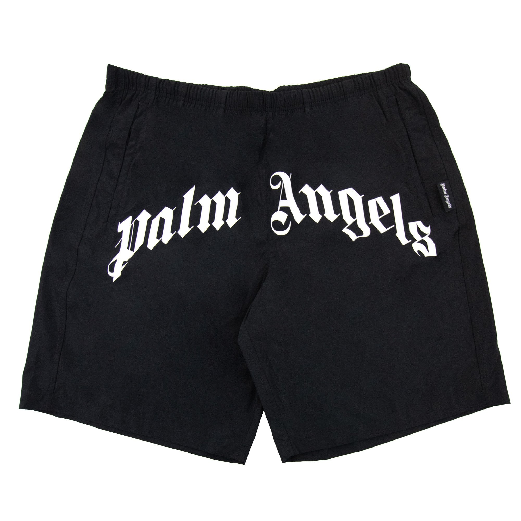 Palm Angels Curved Logo Swim Shorts Black