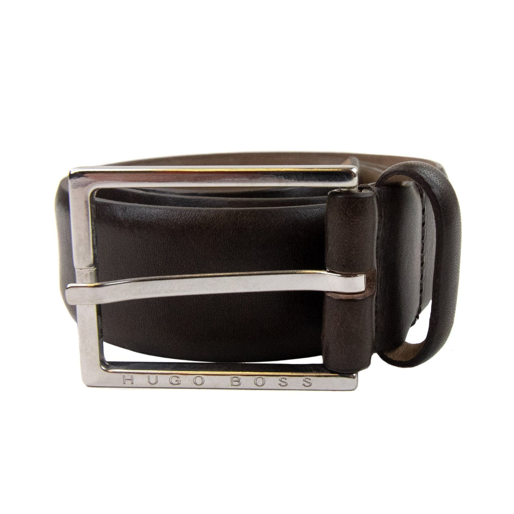 Hugo Boss Branded Metal End Tip Belt Dark Brown