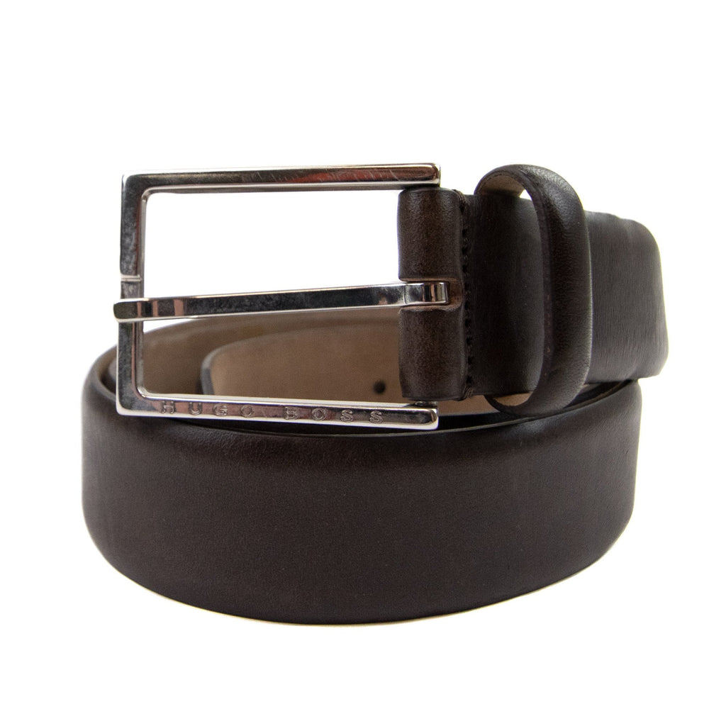 Hugo Boss Branded Metal End Tip Belt Dark Brown