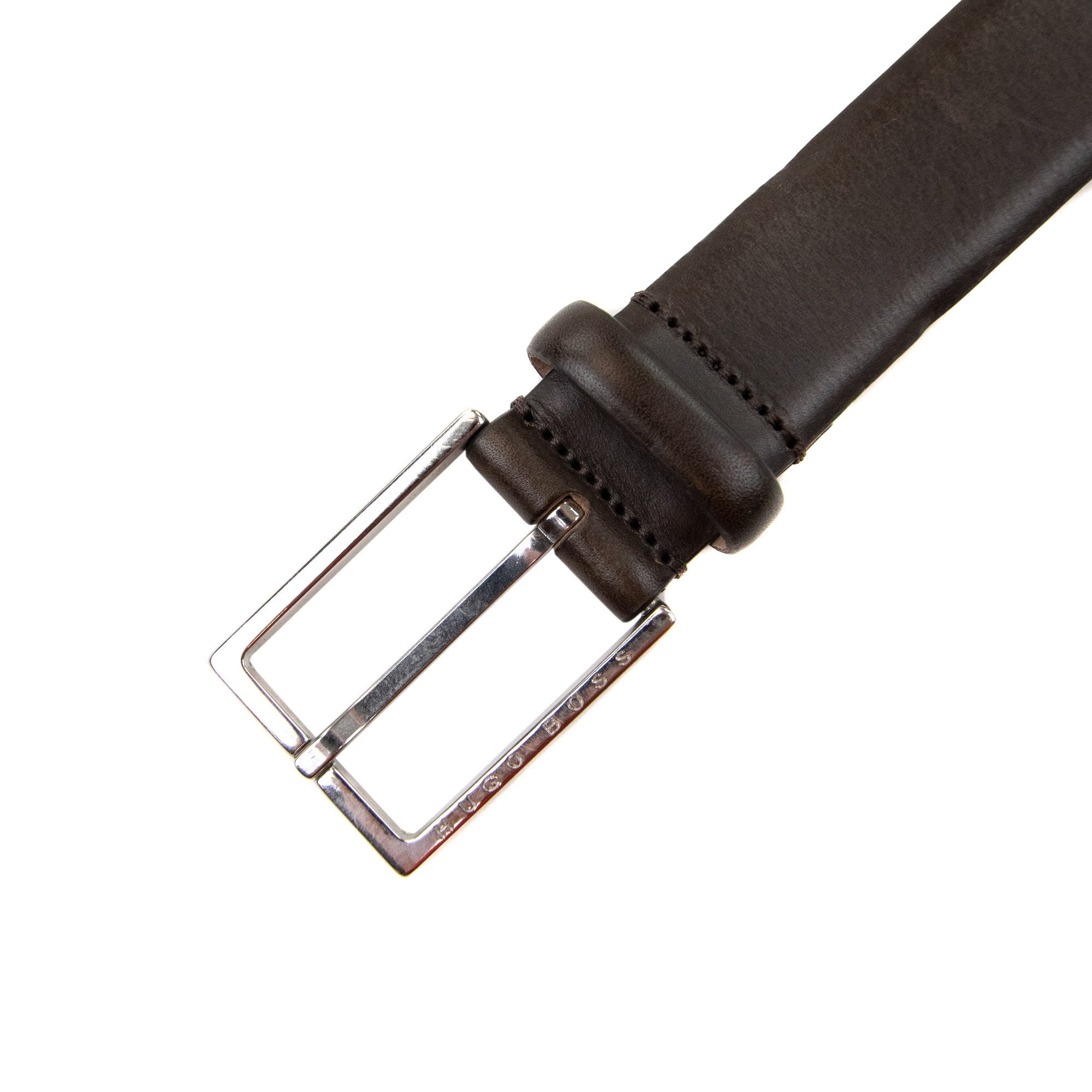 Hugo Boss Branded Metal End Tip Belt Dark Brown