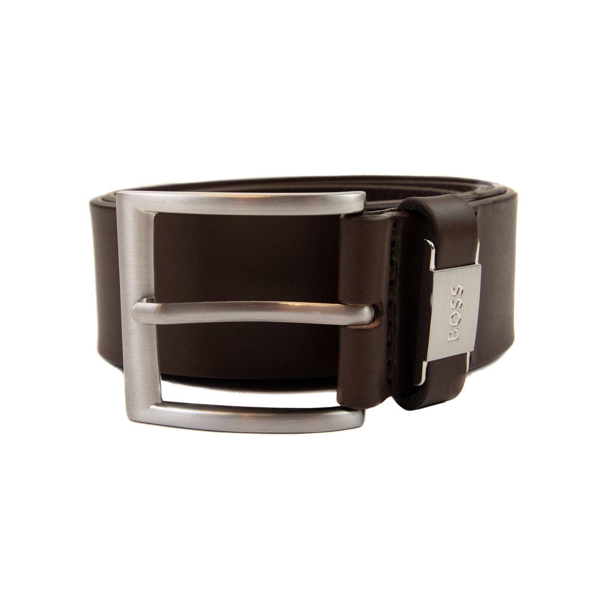 Hugo Boss Connio Branded Metal Trim Belt Dark Brown 002