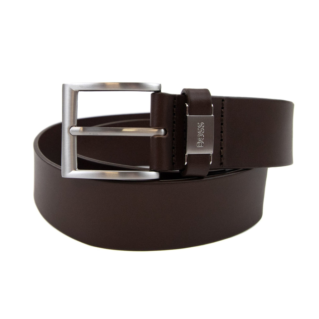 Hugo Boss Connio Branded Metal Trim Belt Dark Brown 002