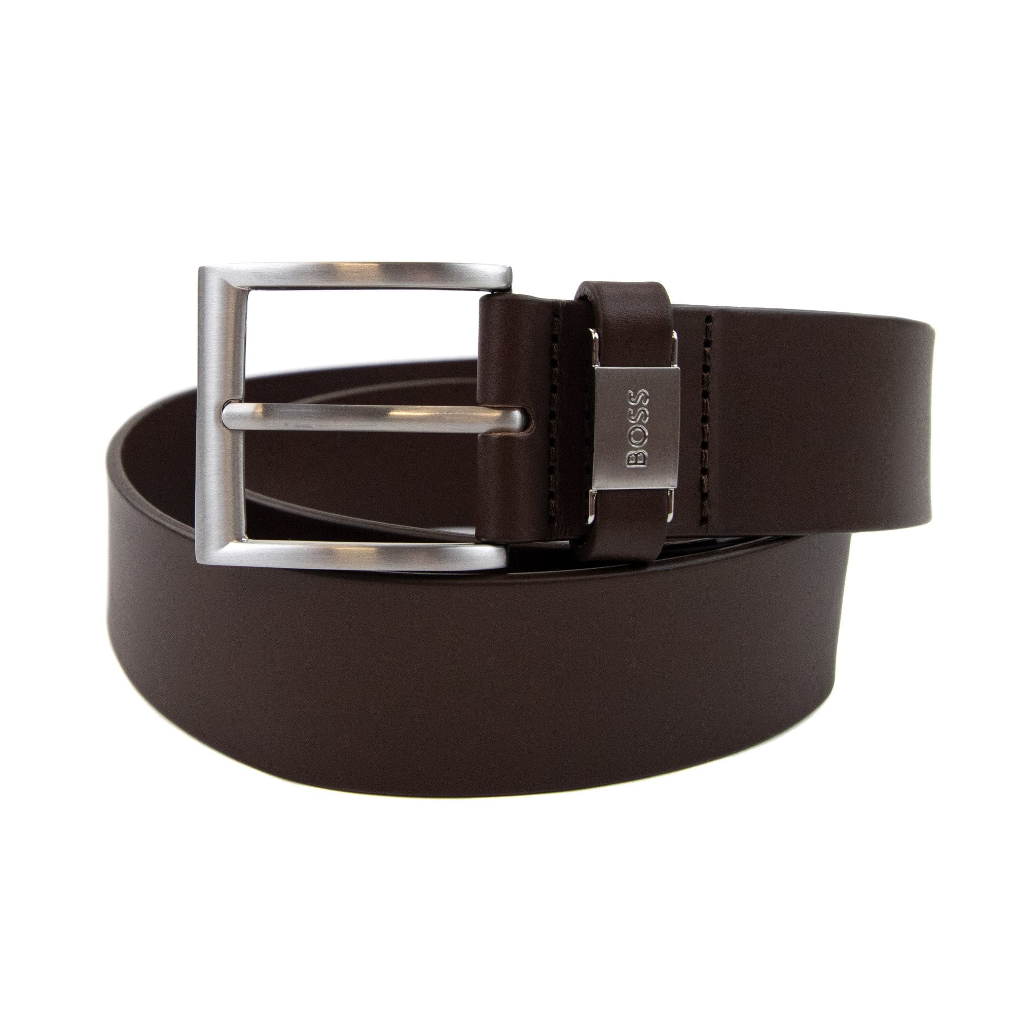 Hugo Boss Connio Branded Metal Trim Belt Dark Brown 002