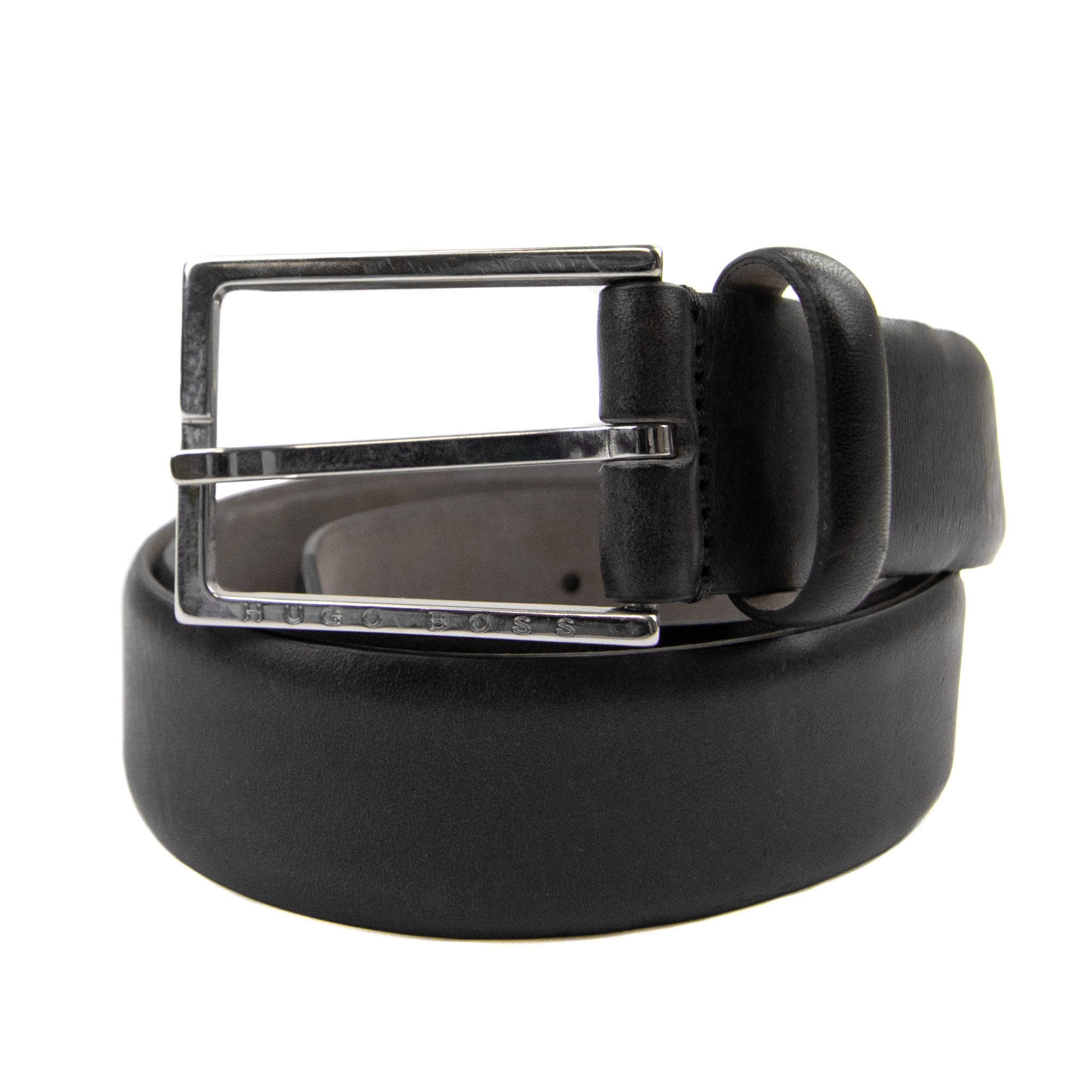 Hugo Boss Branded Metal End Tip Belt Black