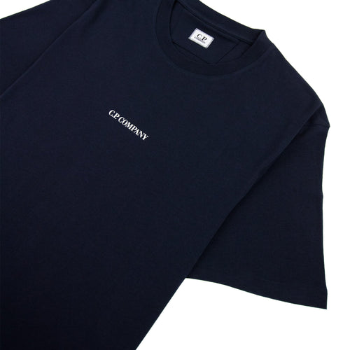 Cp Company 30/1 Jersey Reverse Print T Shirt Navy 888