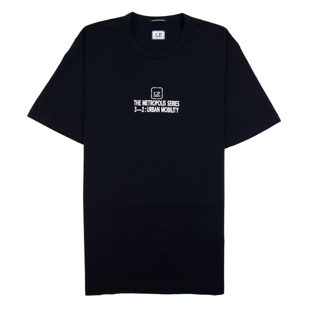 Cp Company Metropolis Series Mercerized Jersey Reverse Graphi Navy 888