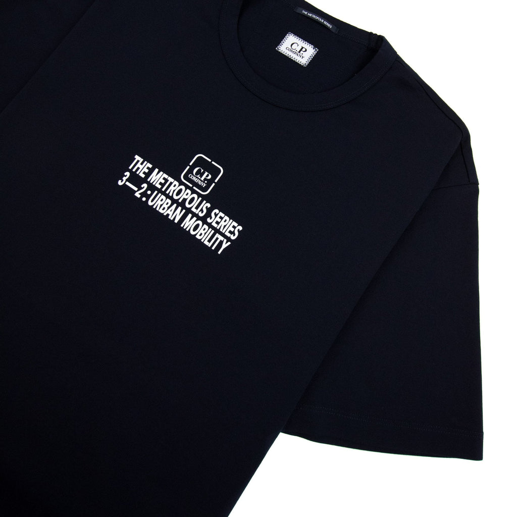 Cp Company Metropolis Series Mercerized Jersey Reverse Graphi Navy 888