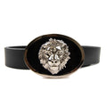 Versace Versus Oval Lion Buckle Belt Black