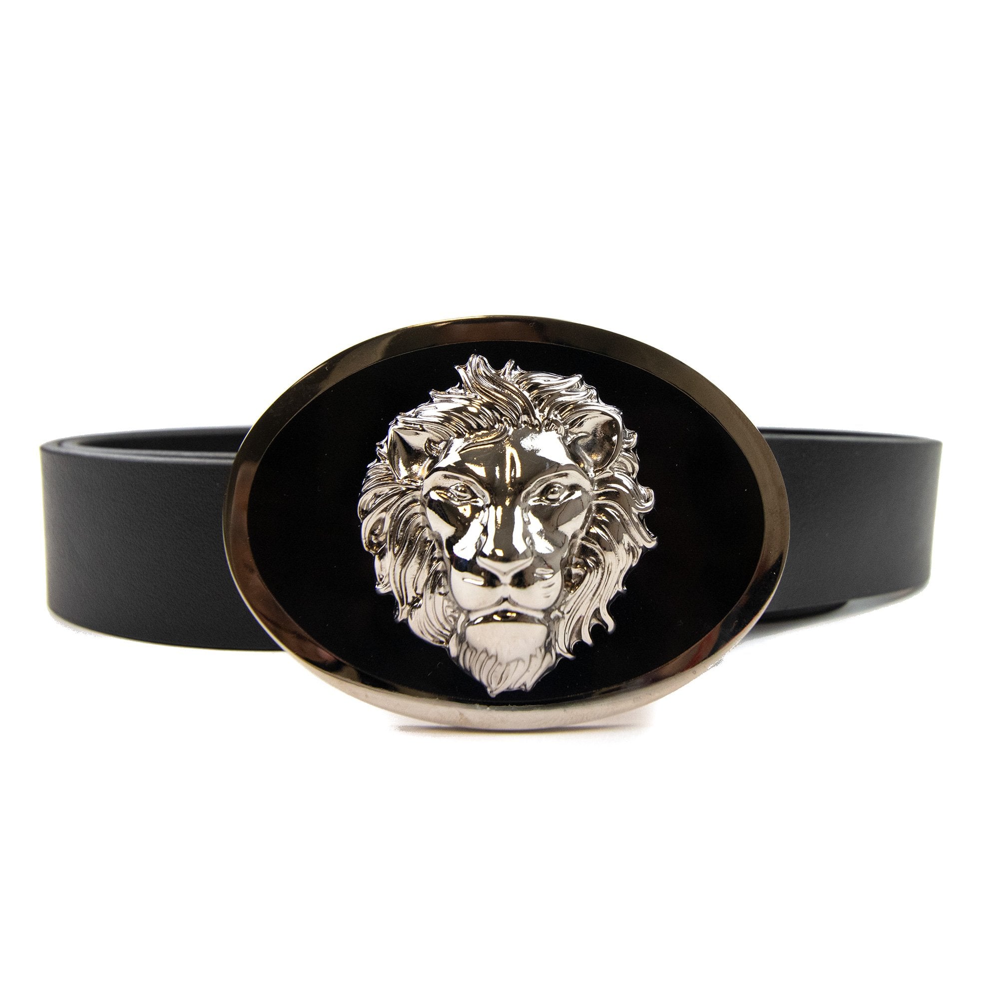 Versace Versus Oval Lion Buckle Belt Black