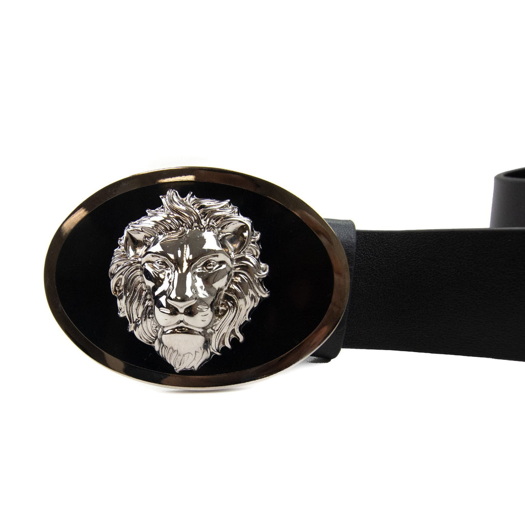 Versace Versus Oval Lion Buckle Belt Black