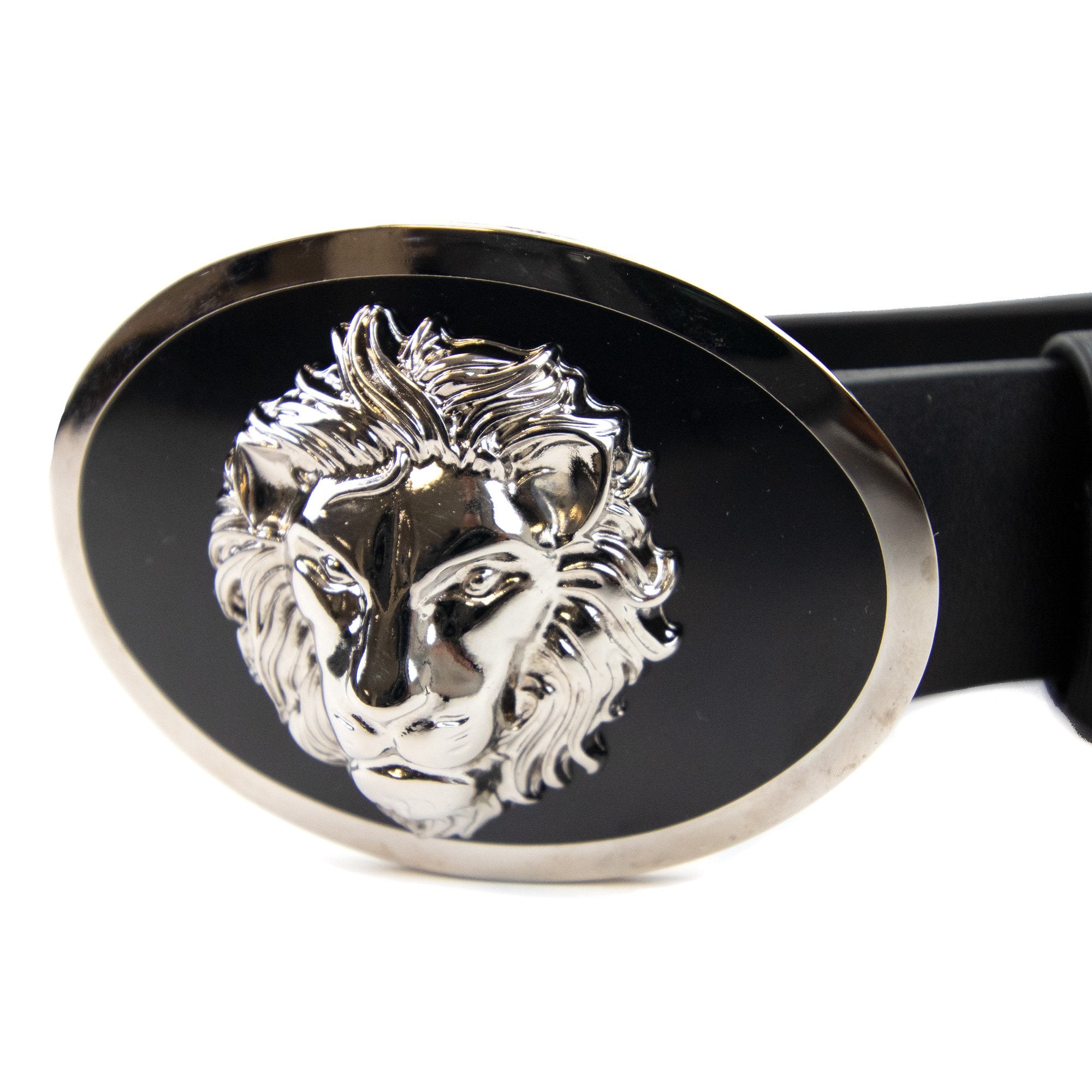 Versace Versus Oval Lion Buckle Belt Black