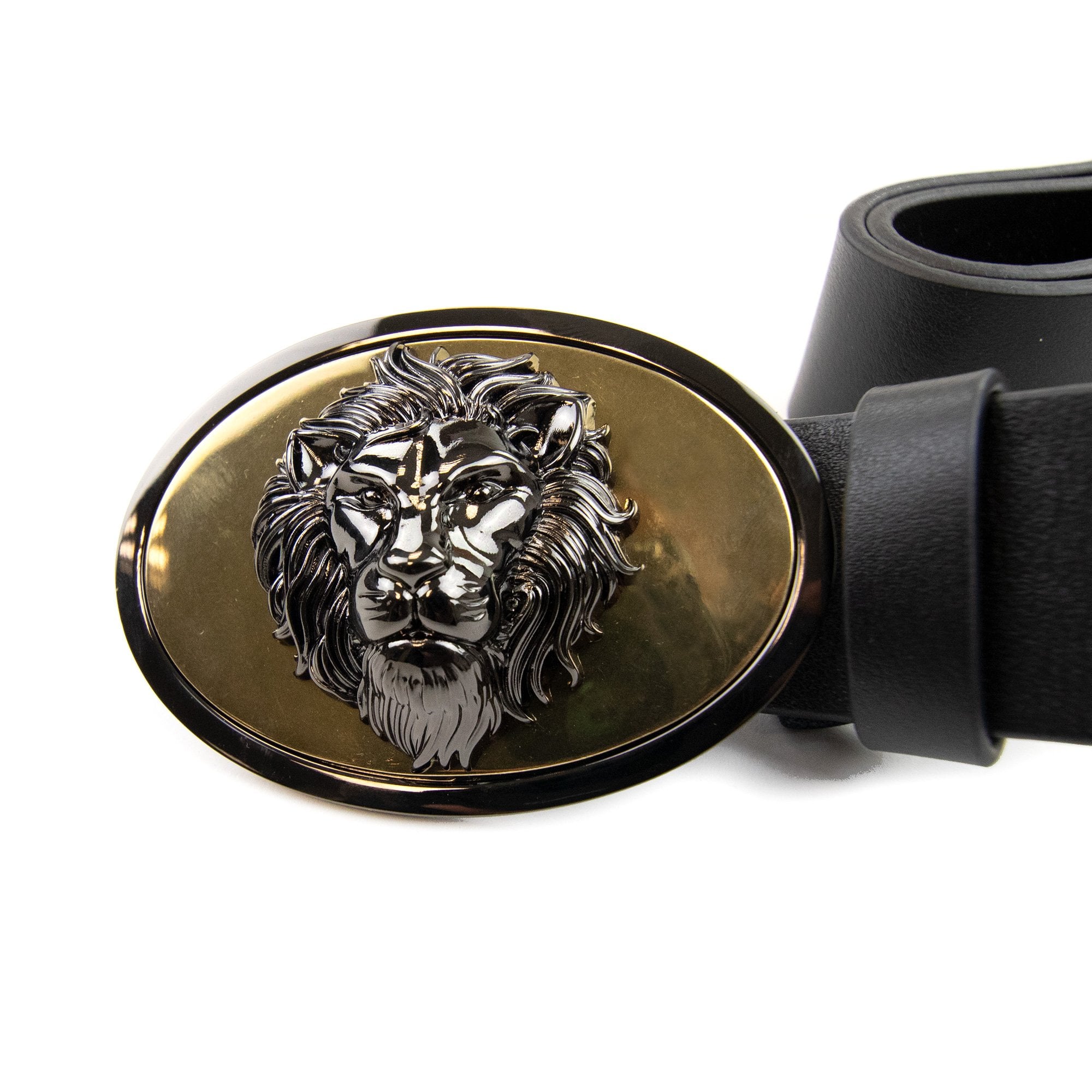 Versace Versus Oval Lion Head Buckle Belt Black