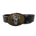 Versace Versus Oval Lion Head Buckle Belt Black