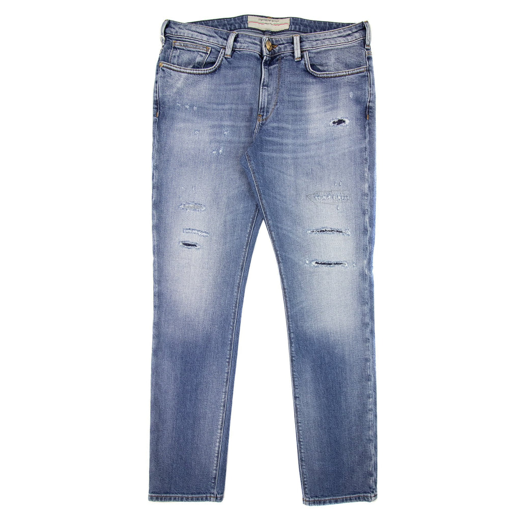 Emporio Armani J06 Slim-fit Ripped Light Denim Jeans Denim Blue