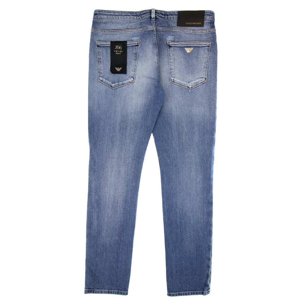 Emporio Armani J06 Slim-fit Ripped Light Denim Jeans Denim Blue