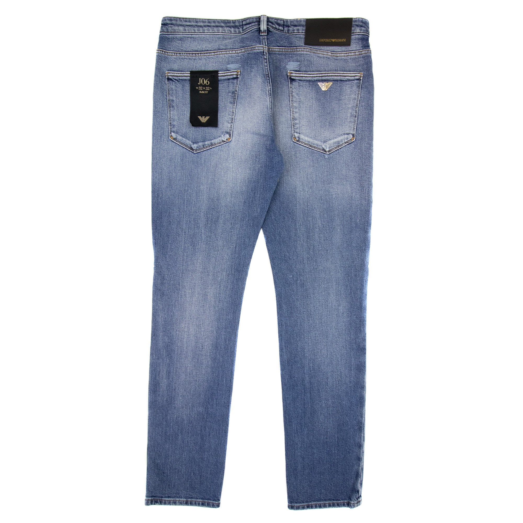 Emporio Armani J06 Slim-fit Ripped Light Denim Jeans Denim Blue