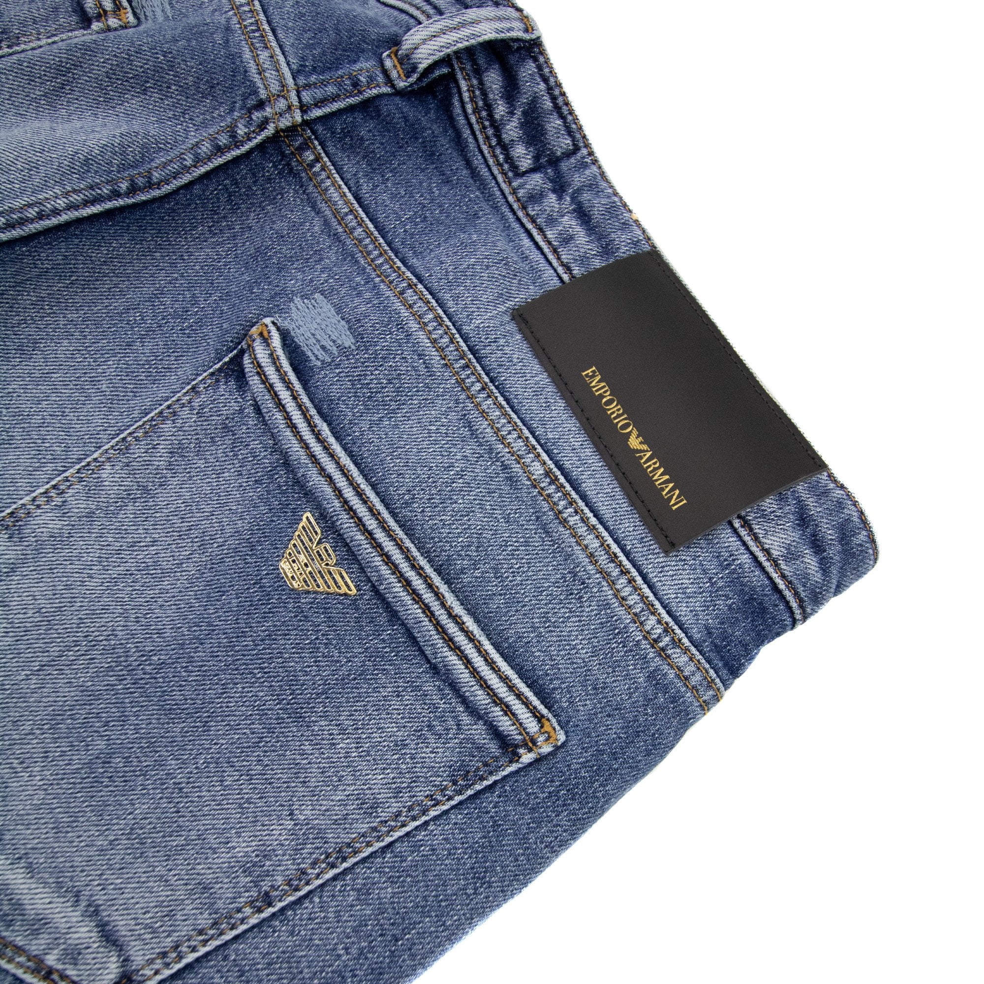 Emporio Armani J06 Slim-fit Ripped Light Denim Jeans Denim Blue