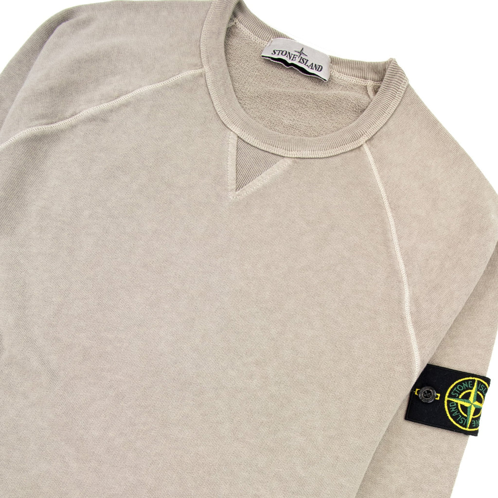 Stone Island 66360 Malfile Fleece Garment Dayed Sweatshirt Dove Grey V0192