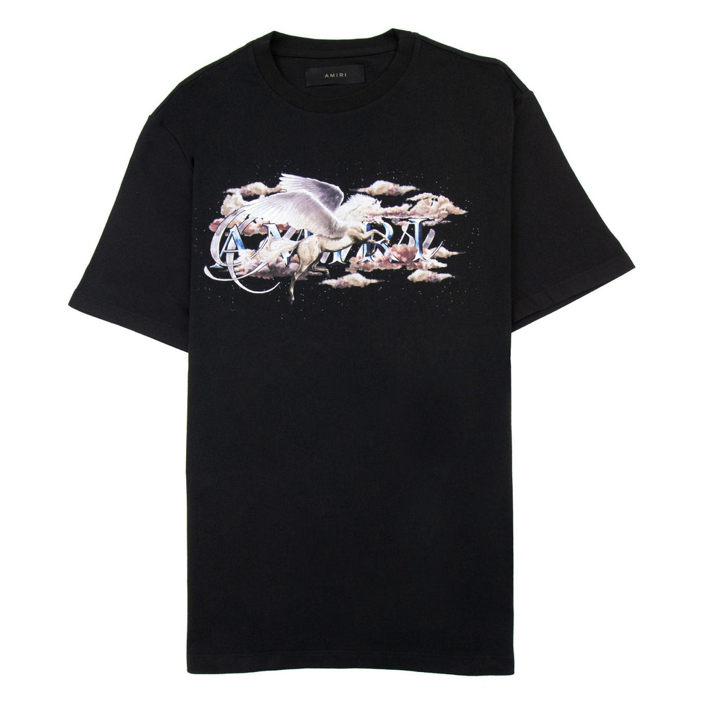 Amiri Pegasus Script Logo T Shirt Black 001