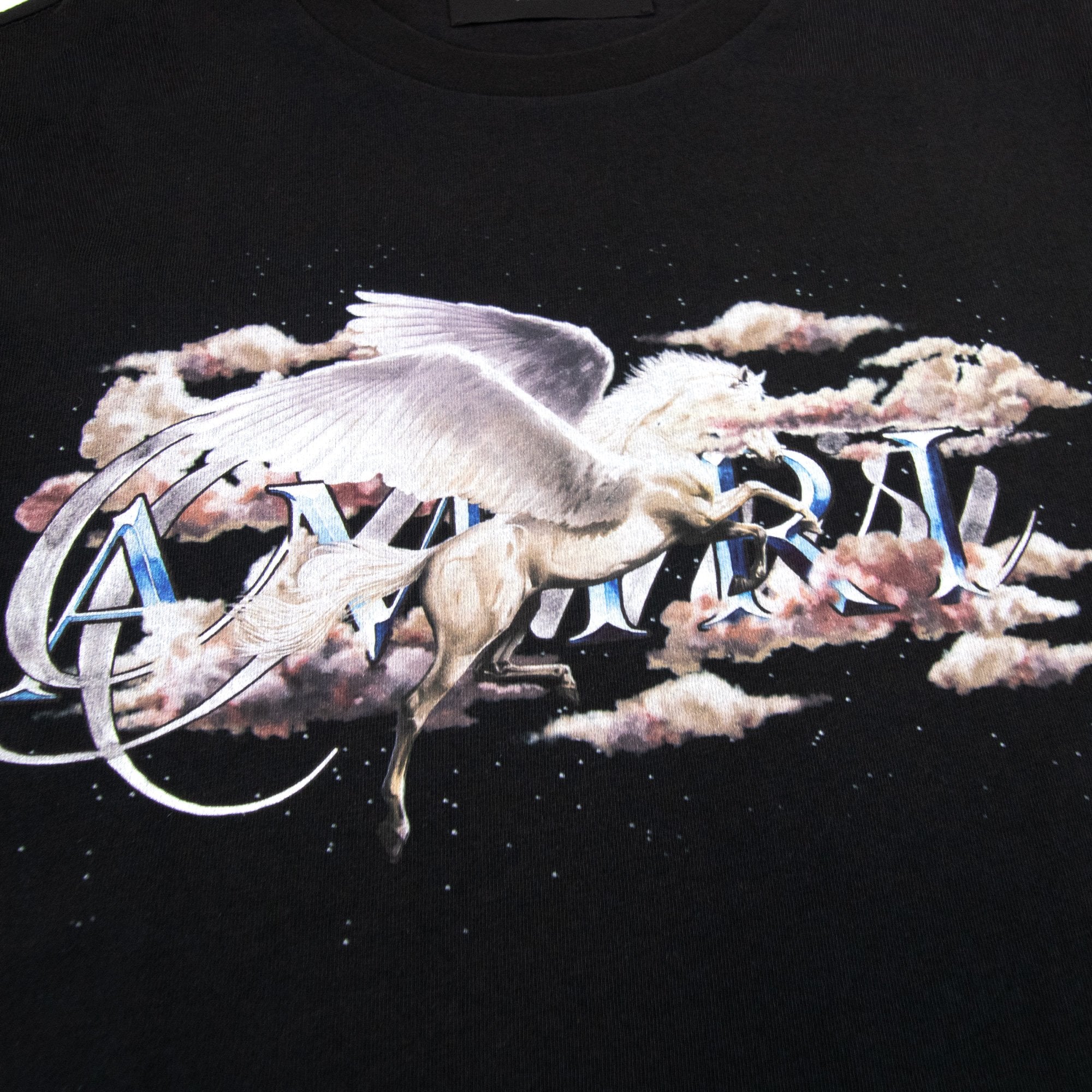 Amiri Pegasus Script Logo T Shirt Black 001
