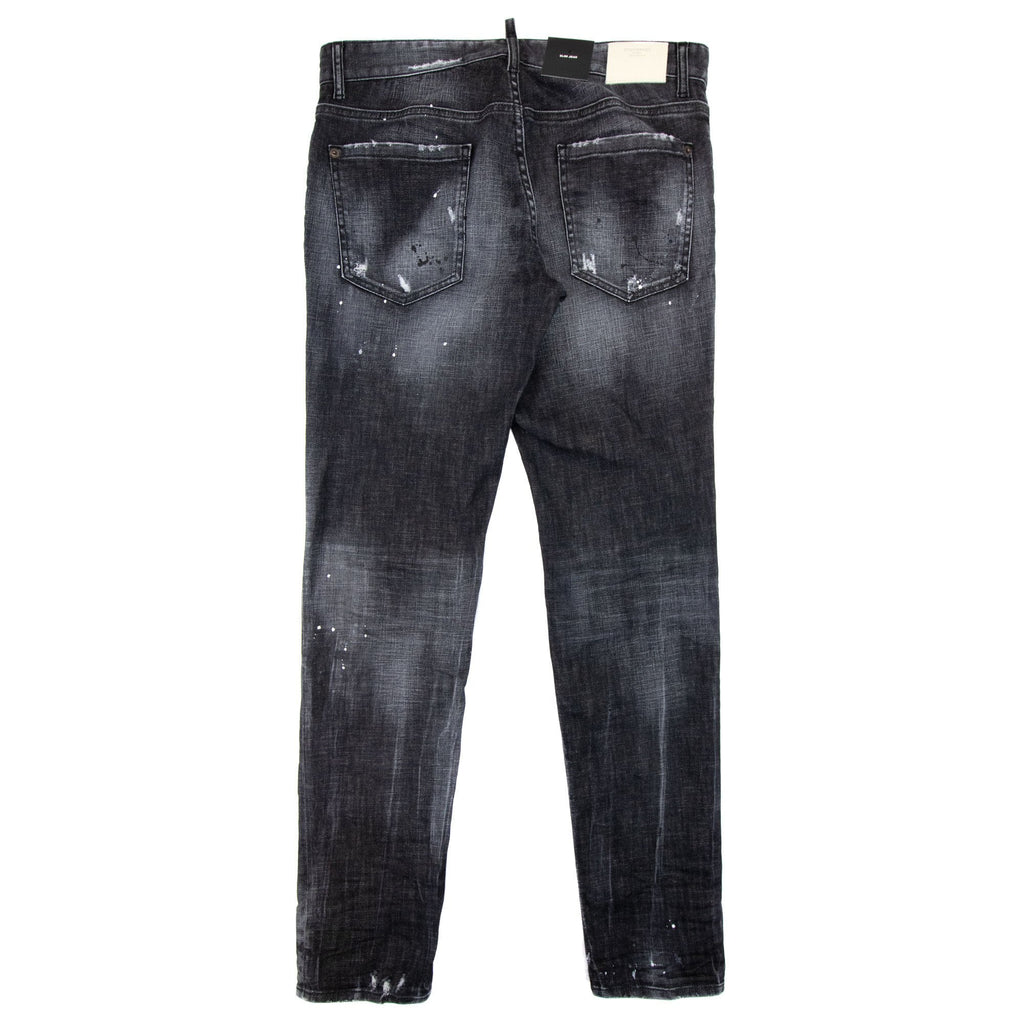 Dsquared2 Ripped Leather Slim Fit Jeans Black 900