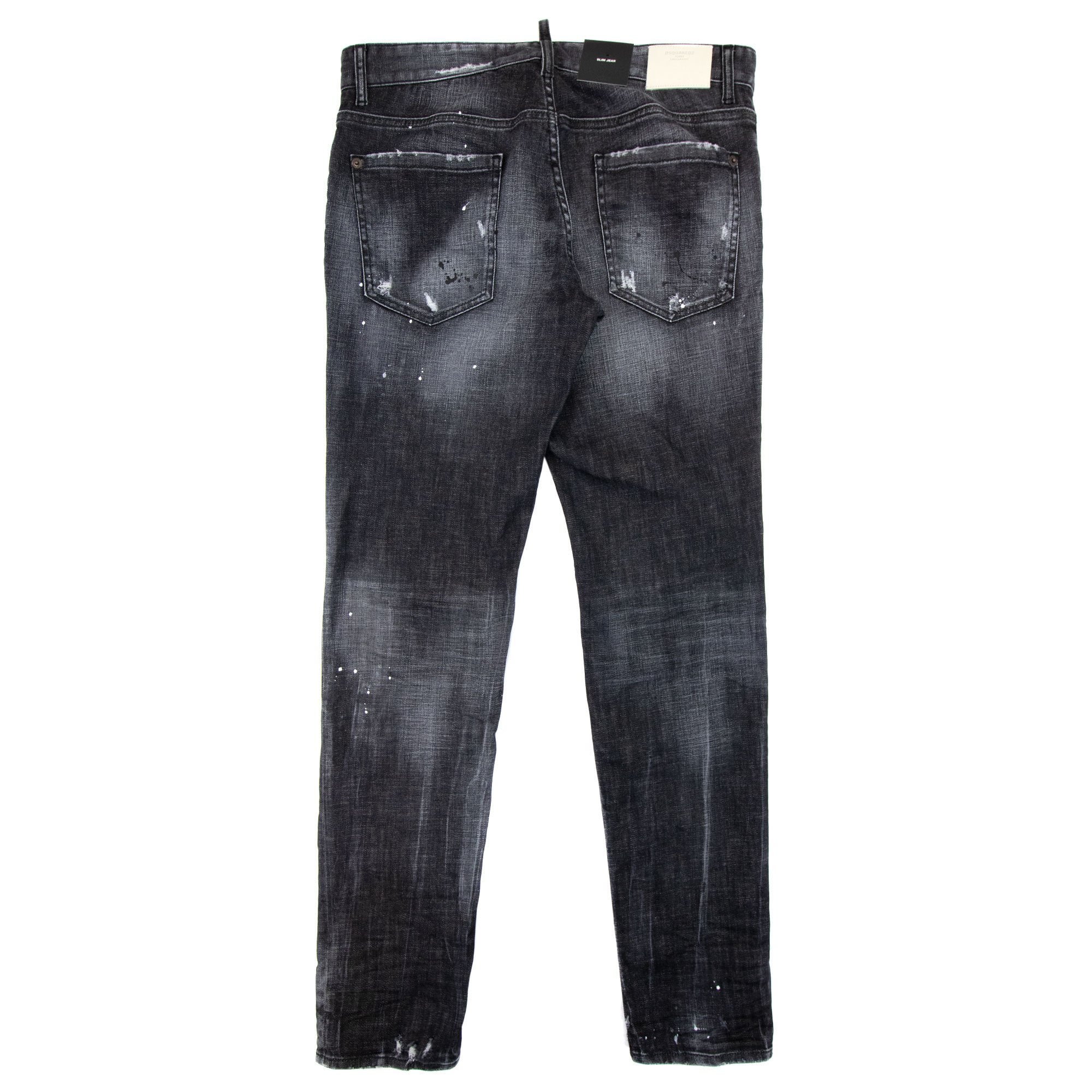Dsquared2 Ripped Leather Slim Fit Jeans Black 900