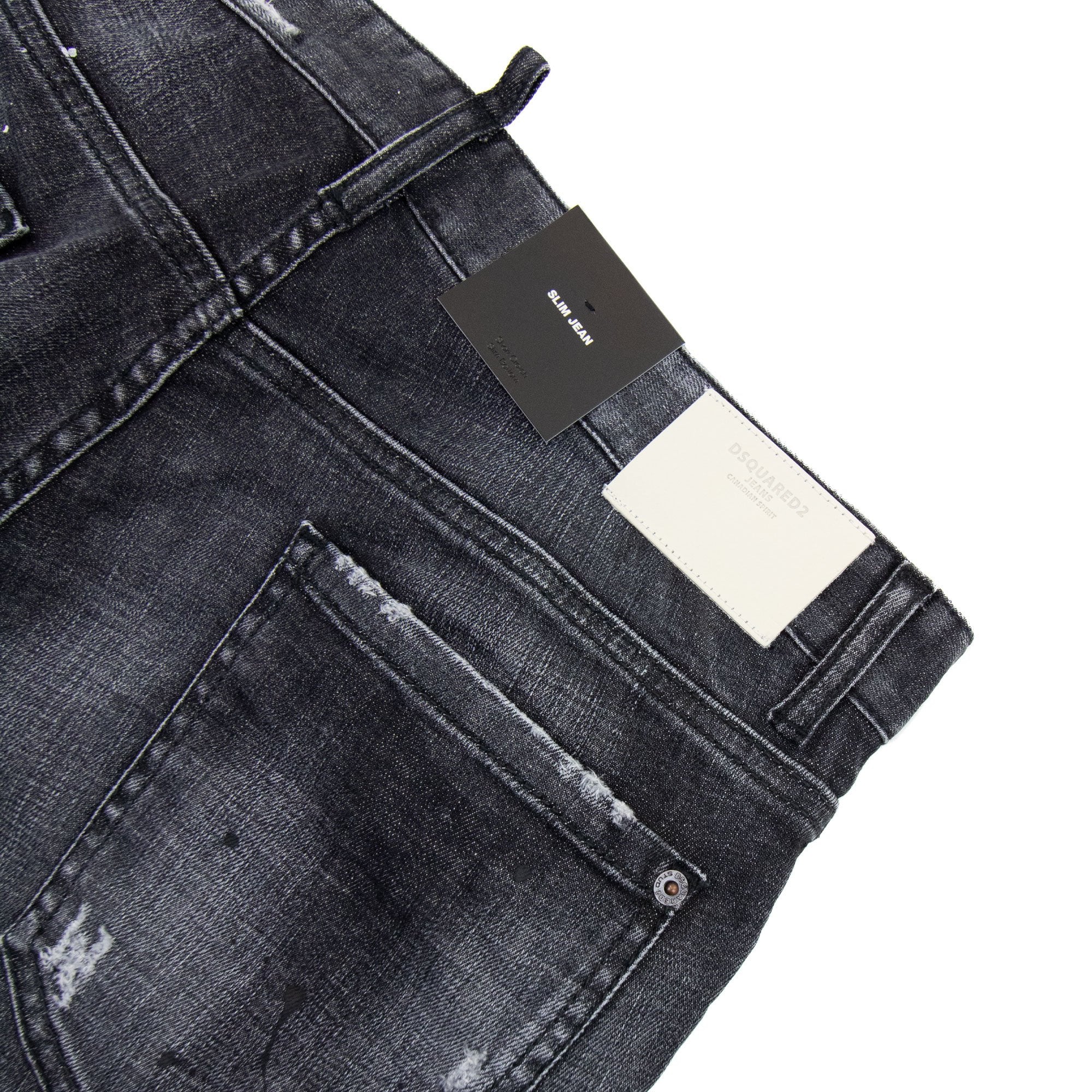Dsquared2 Ripped Leather Slim Fit Jeans Black 900