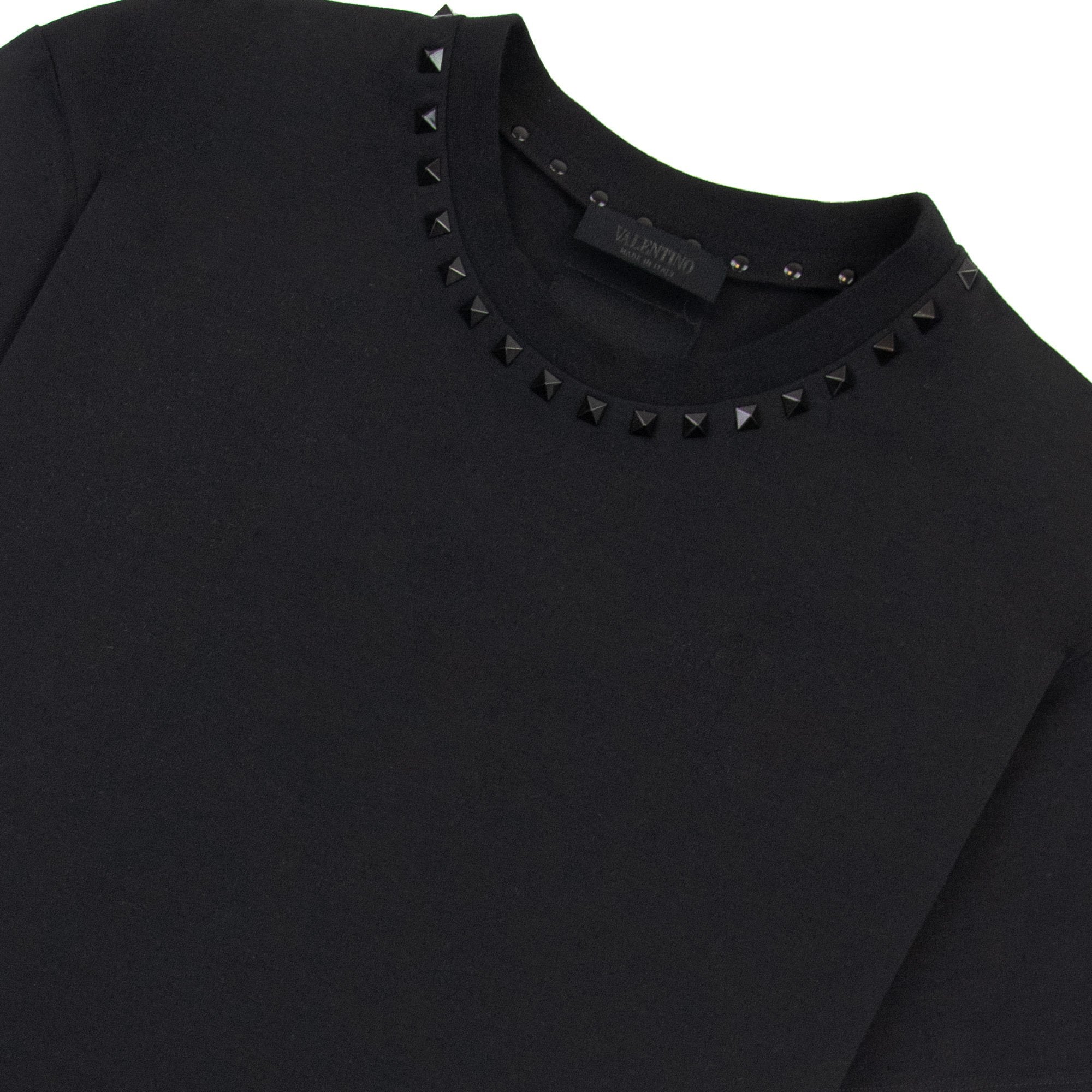 Valentino Cotton Crewneck T-shirt With Gold Untitled Studs Black