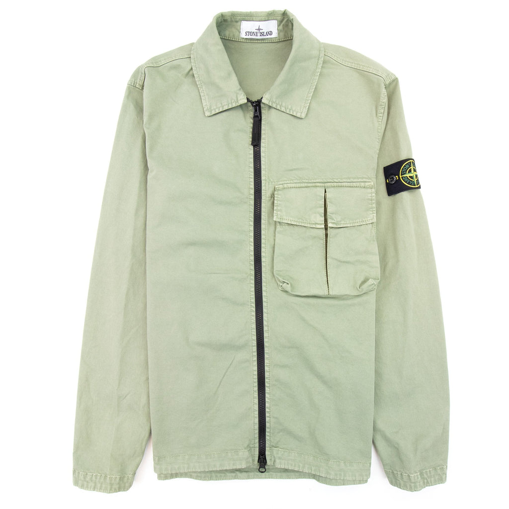 Stone Island 10304 Organic Cotton Old Treatment Overshirt Sage Green V0155