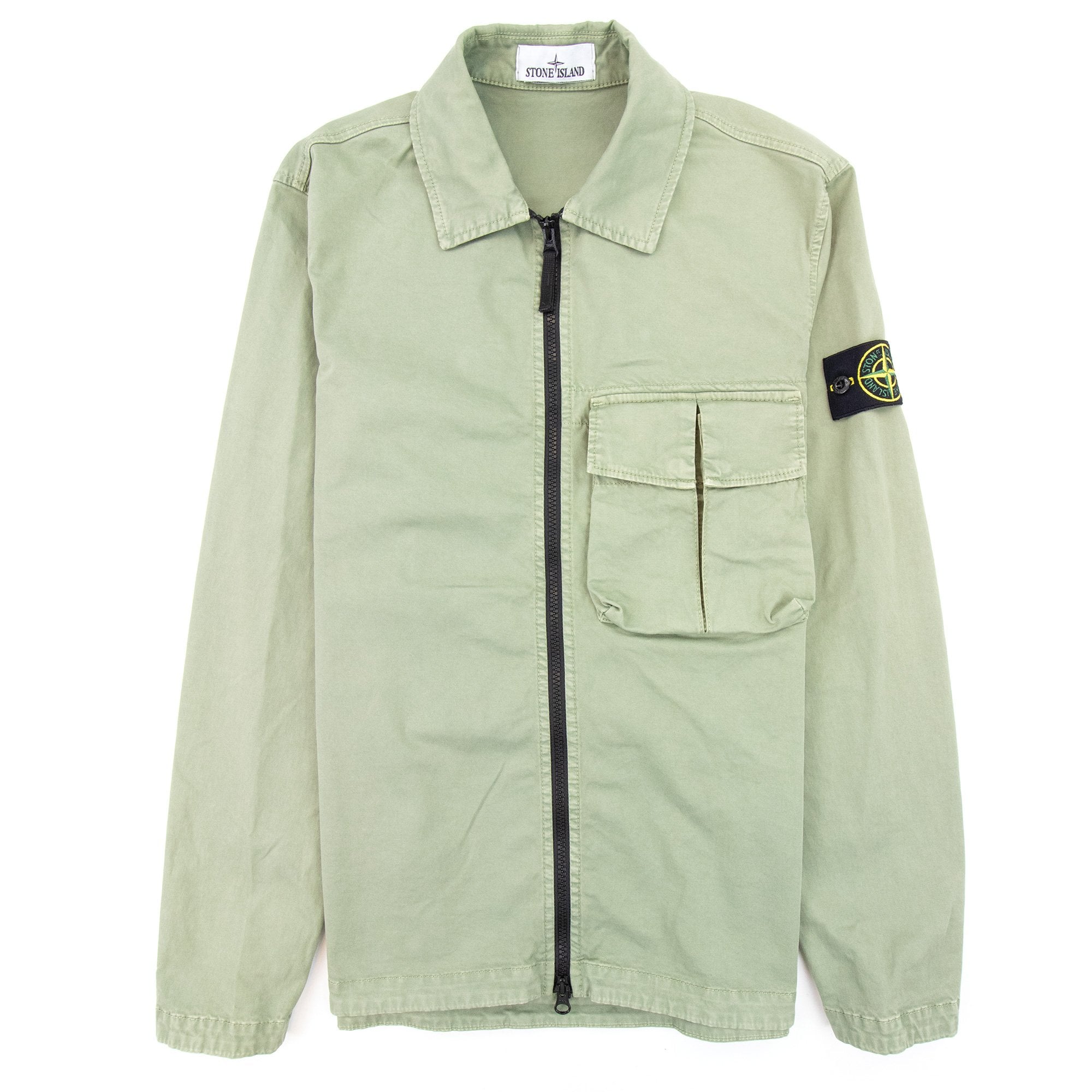 Stone Island 10304 Organic Cotton Old Treatment Overshirt Sage Green V0155