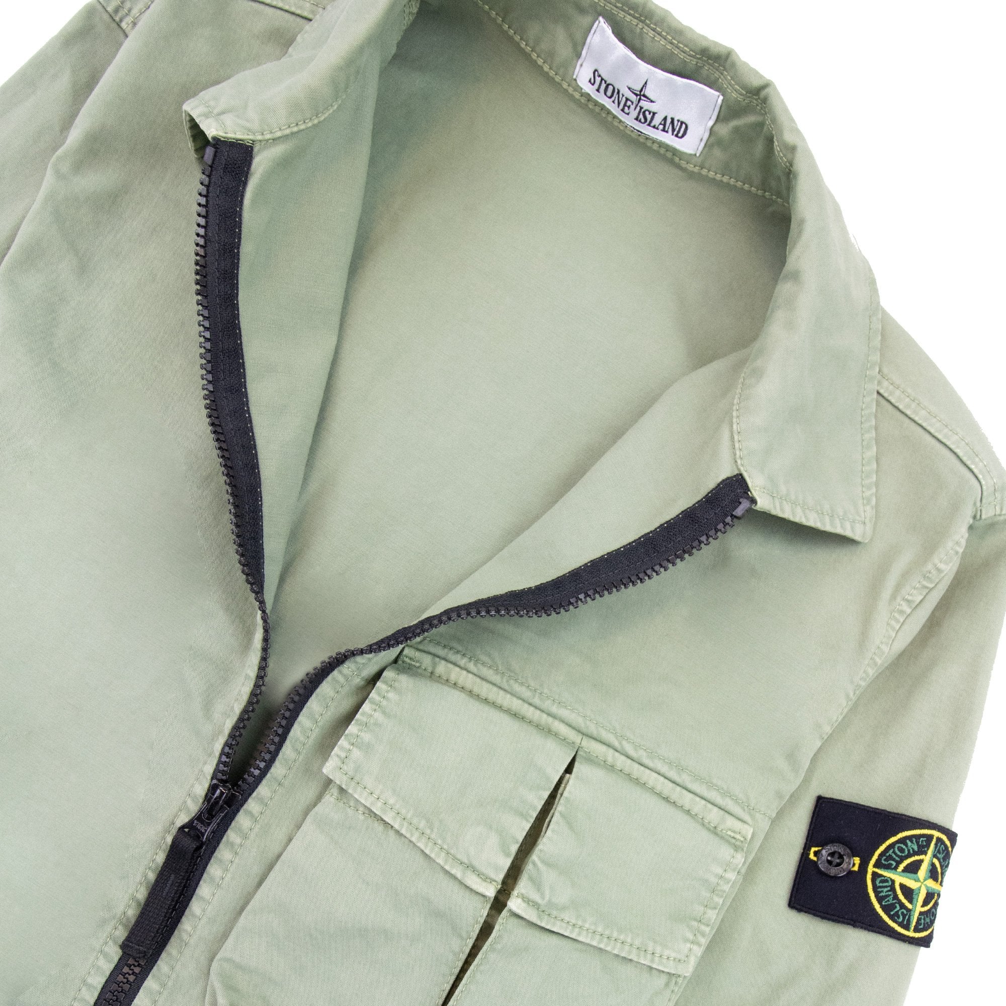 Stone Island 10304 Organic Cotton Old Treatment Overshirt Sage Green V0155