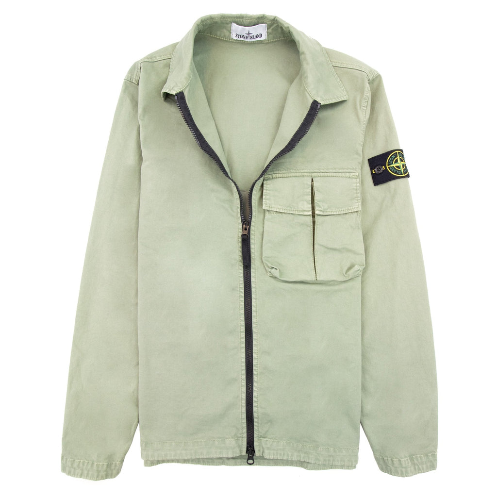 Stone Island 10304 Organic Cotton Old Treatment Overshirt Sage Green V0155