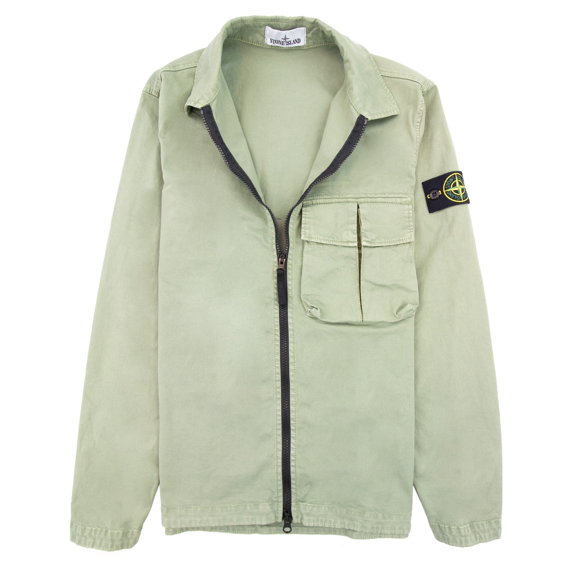 Stone Island 10304 Organic Cotton Old Treatment Overshirt Sage Green V0155