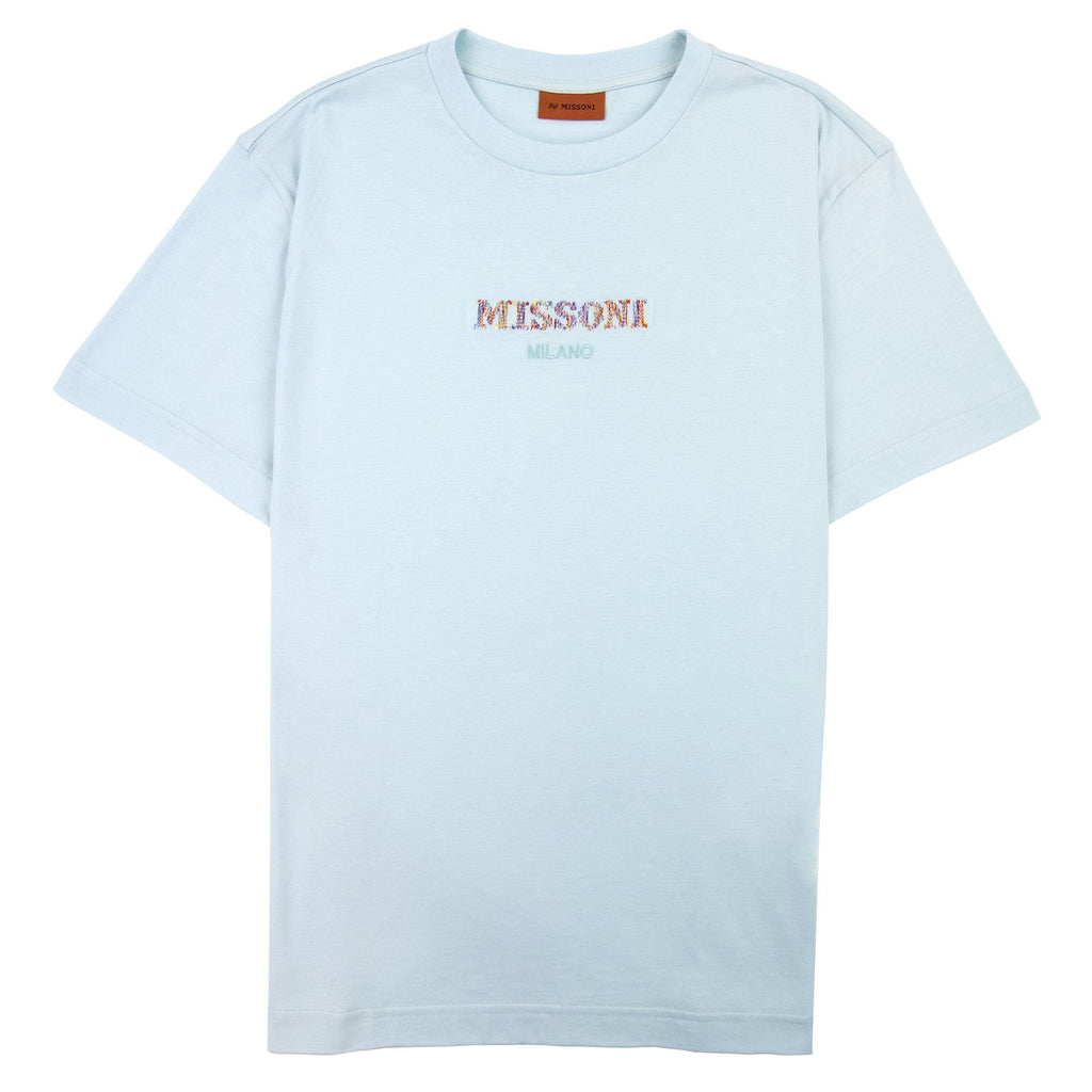 Missoni Embroiderd Milan Logo T Shirt Powder Blue S729x