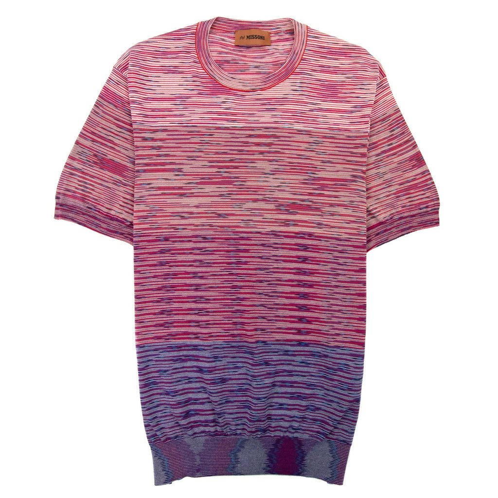 Missoni Degrade Stripes Knit S/s T Shirt Pink Multi S505y