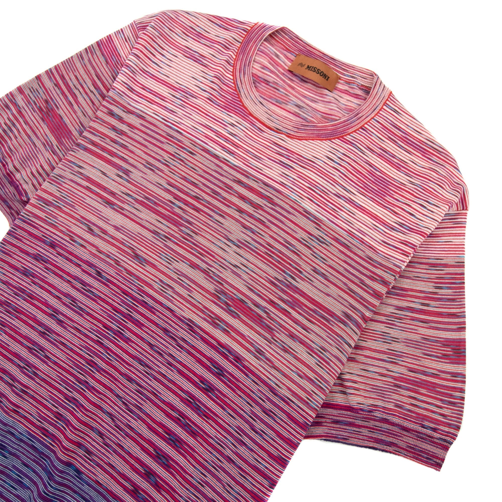 Missoni Degrade Stripes Knit S/s T Shirt Pink Multi S505y