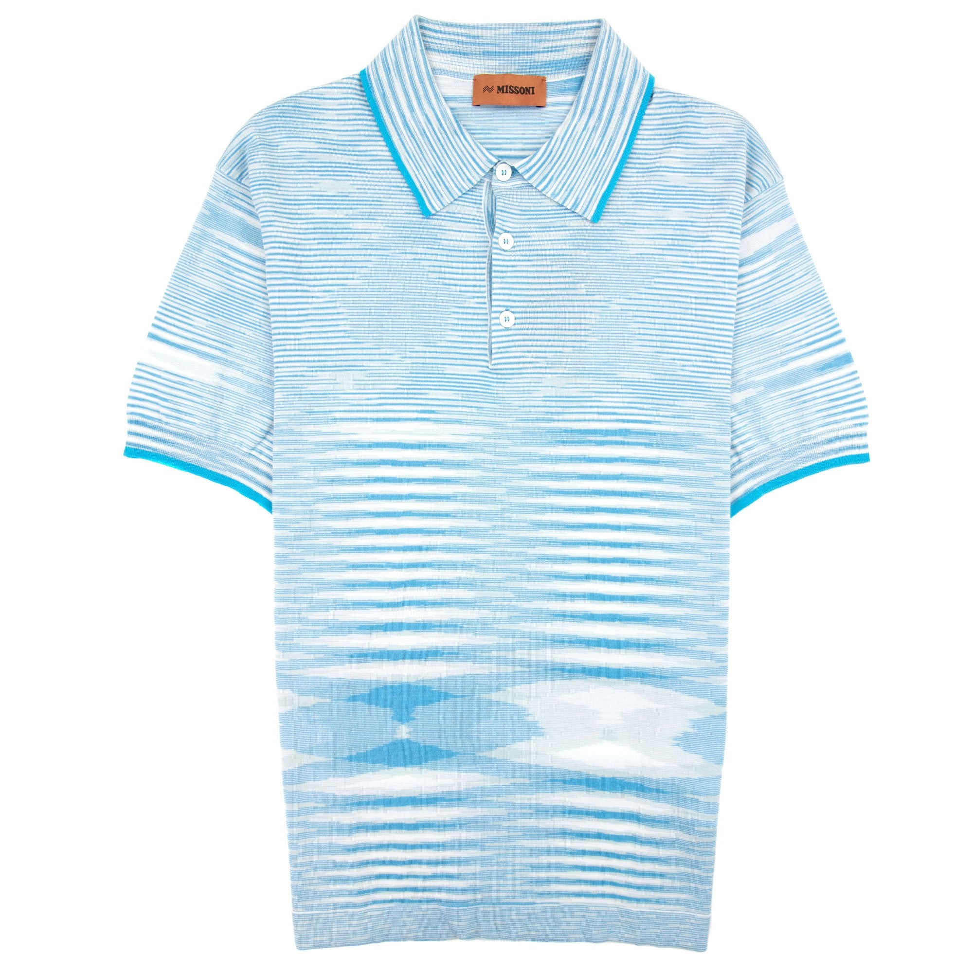 Missoni Slub Cotton Polo Shirt Sky Blue F705l