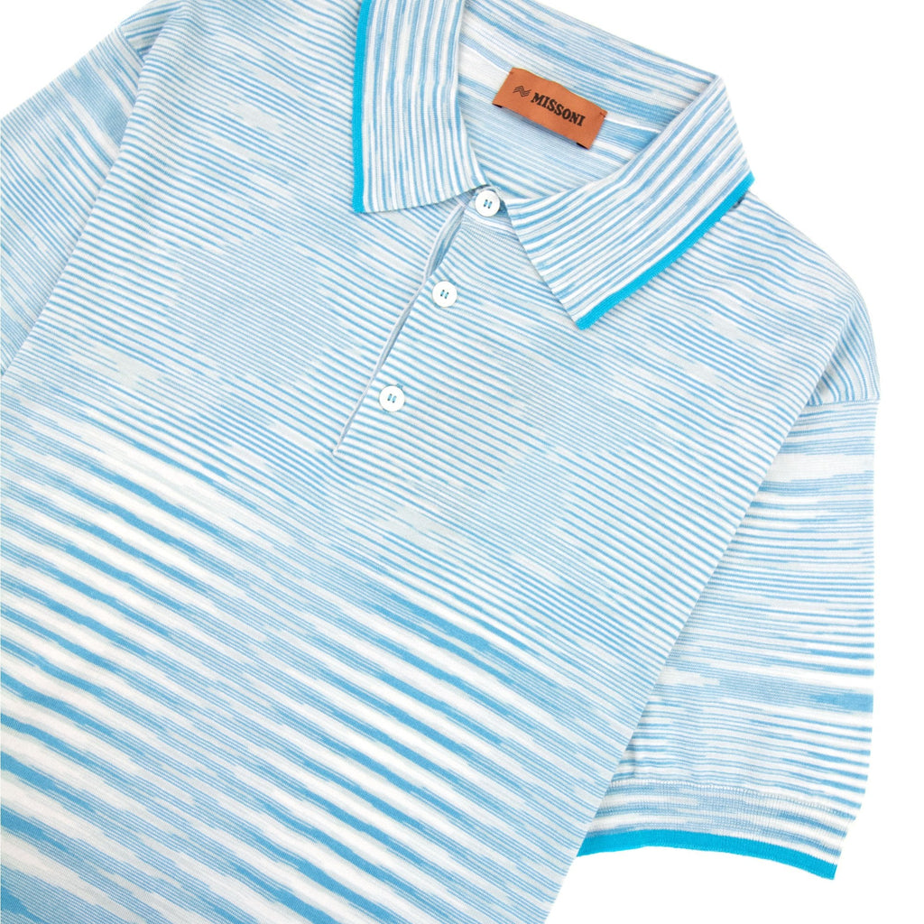 Missoni Slub Cotton Polo Shirt Sky Blue F705l