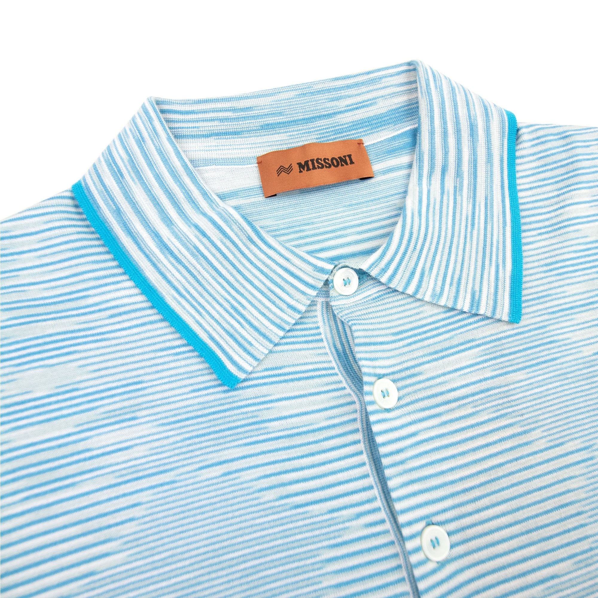 Missoni Slub Cotton Polo Shirt Sky Blue F705l