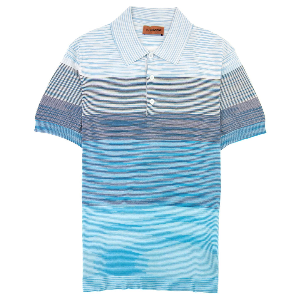 Missoni Degrade Striped S/s Polo Sky Multi S7294