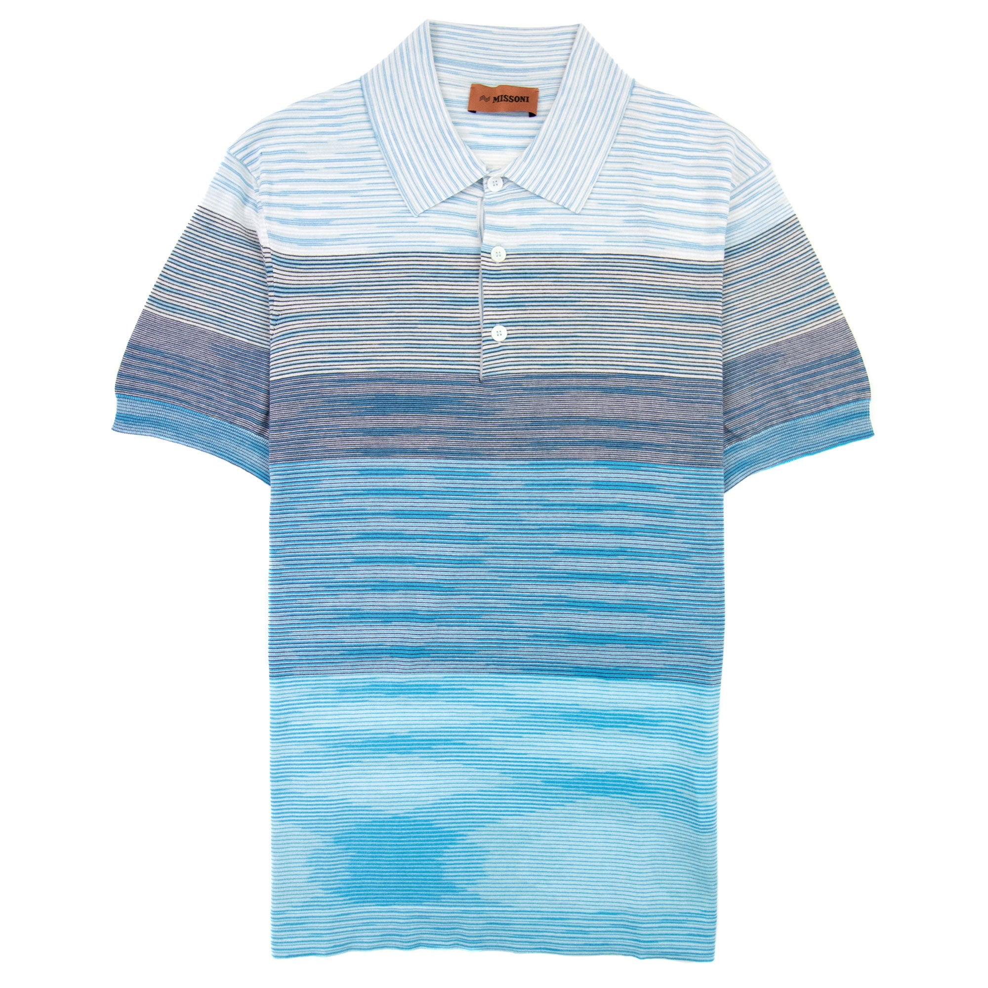 Missoni Degrade Striped S/s Polo Sky Multi S7294
