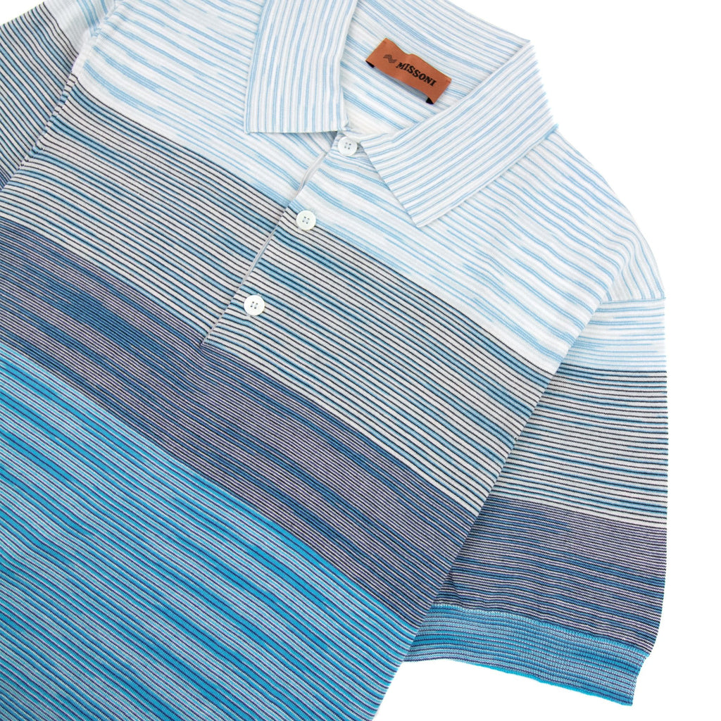 Missoni Degrade Striped S/s Polo Sky Multi S7294